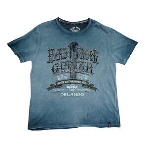 Hard Rock Guitar Company Orlando T-Shirt – XL Blue Graphic Tee 100% Cotton